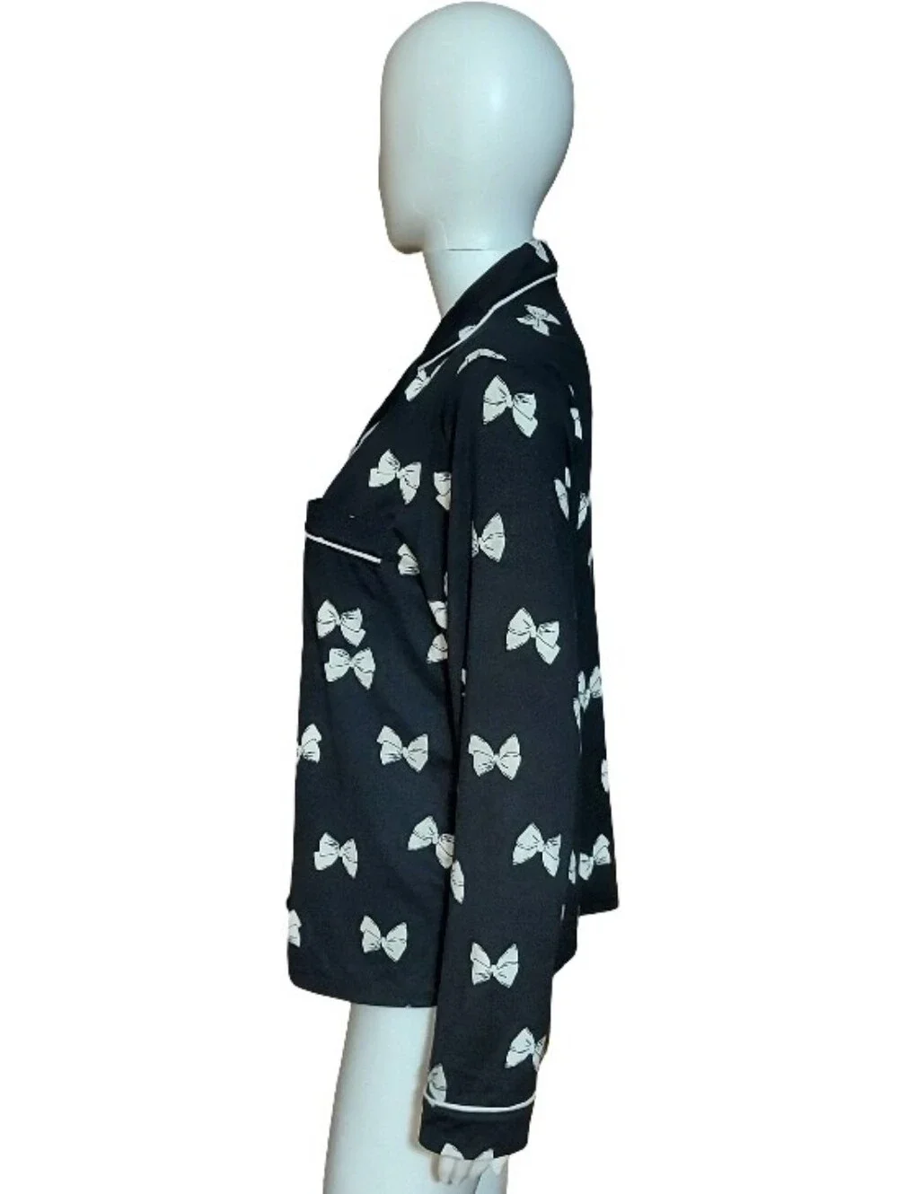 Kate Spade Bow Print Button Down Long Sleeve Pajama Top